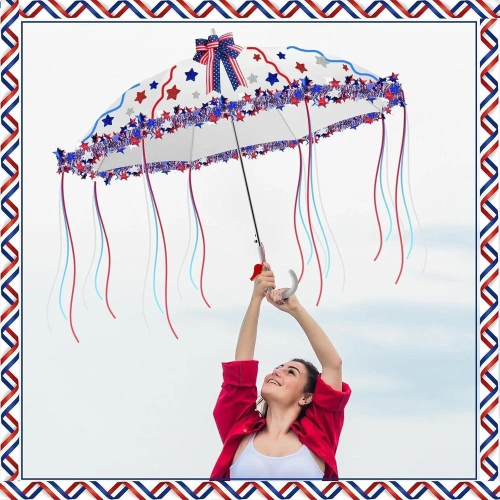 2‎ PCS Cinrobiye DIY 4th of July Umbrella Patriotic Decoration Parade Craft Set